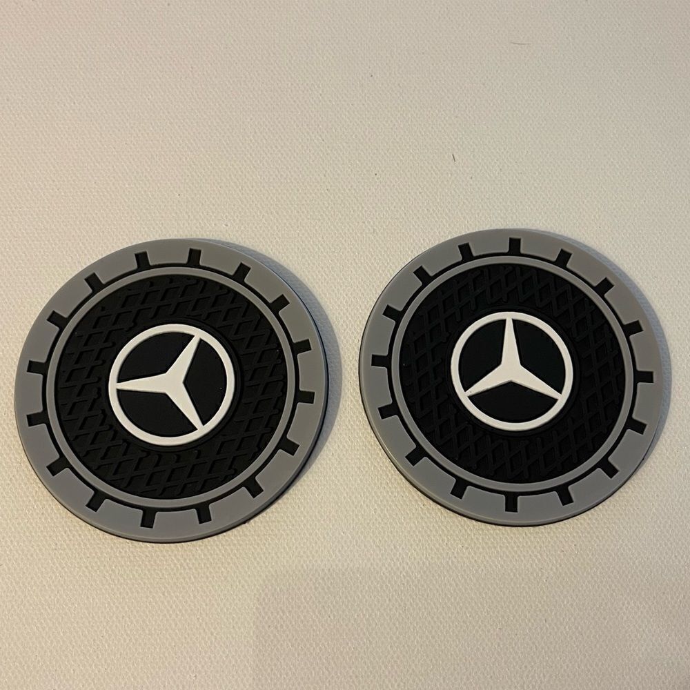 Mercedes Benz Car Cup Coasters in Black and Gray Set of 2 NWT